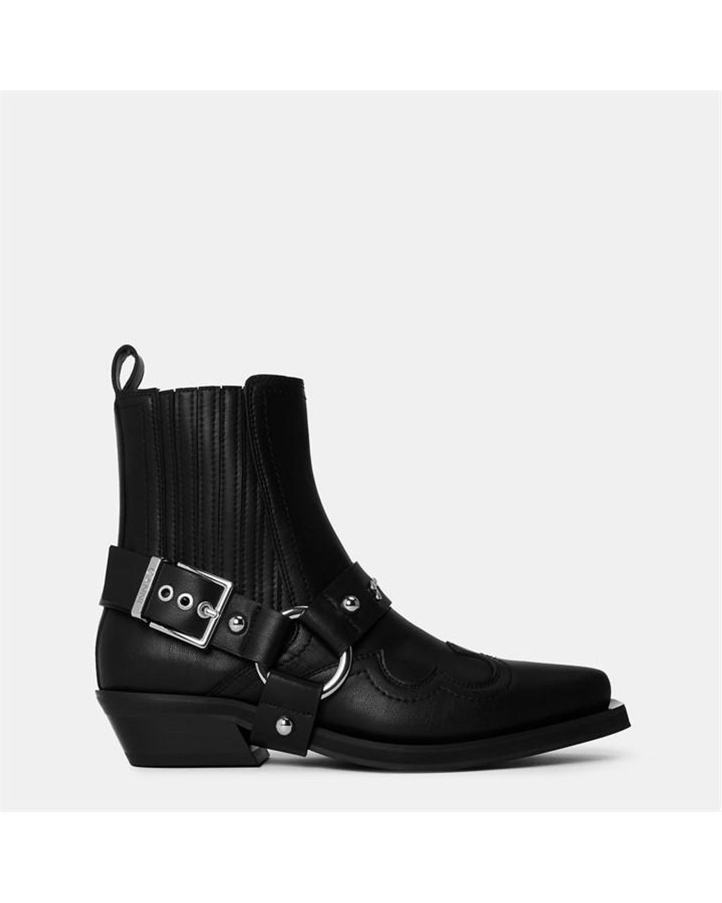 Ganni Black Leather Western Cowboy Boots