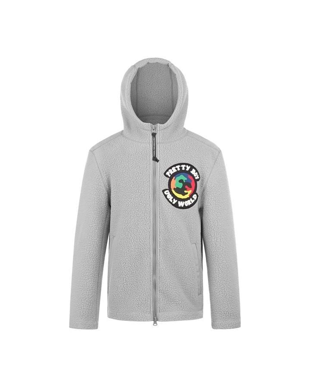 PRETTY BOY UGLY WORLD Gray Textured Sherpa Jacket for men
