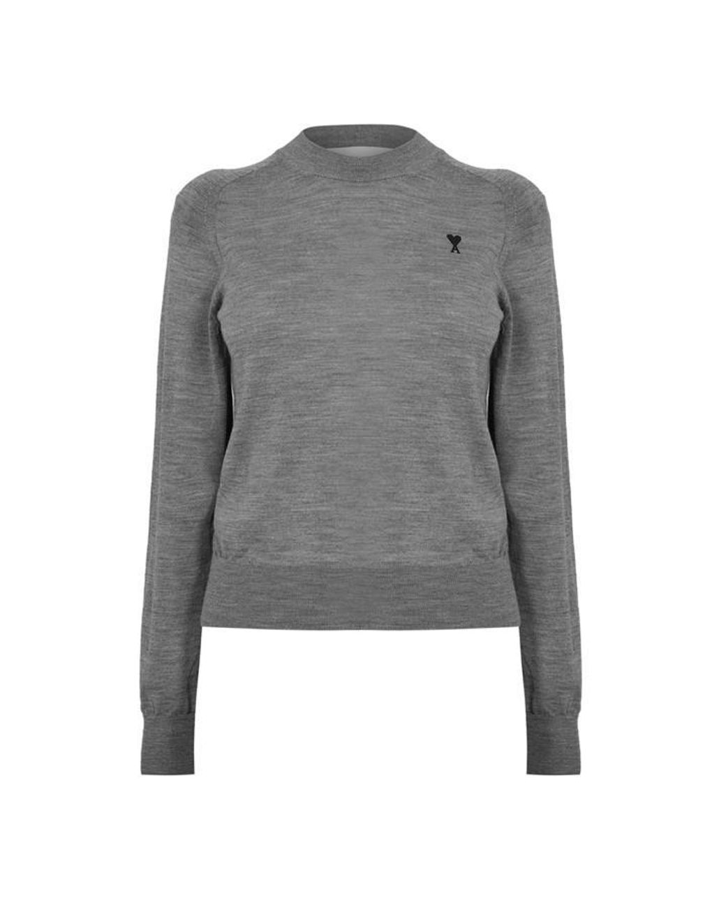 AMI Gray Crew Sweater Neck Jumper