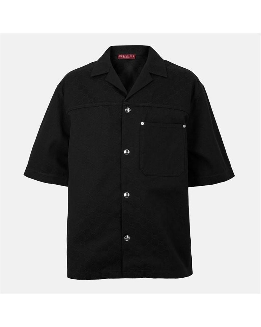 Gucci Black Gg Denim Short-Sleeved Shirt for men