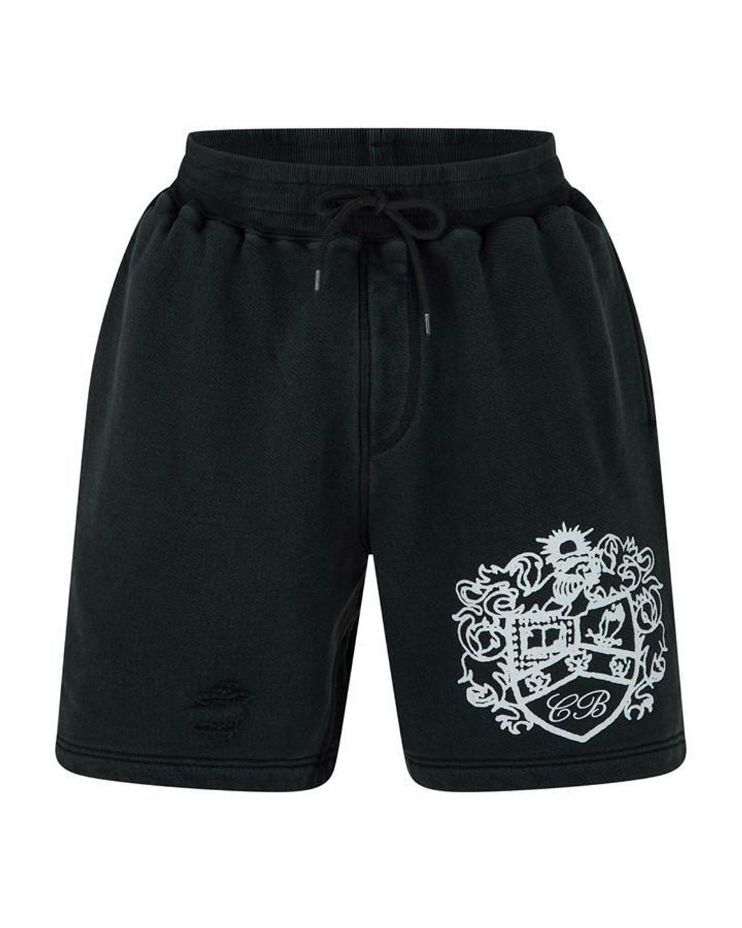 Cole Buxton Black Collegiate Fleece Jogger Shorts for men
