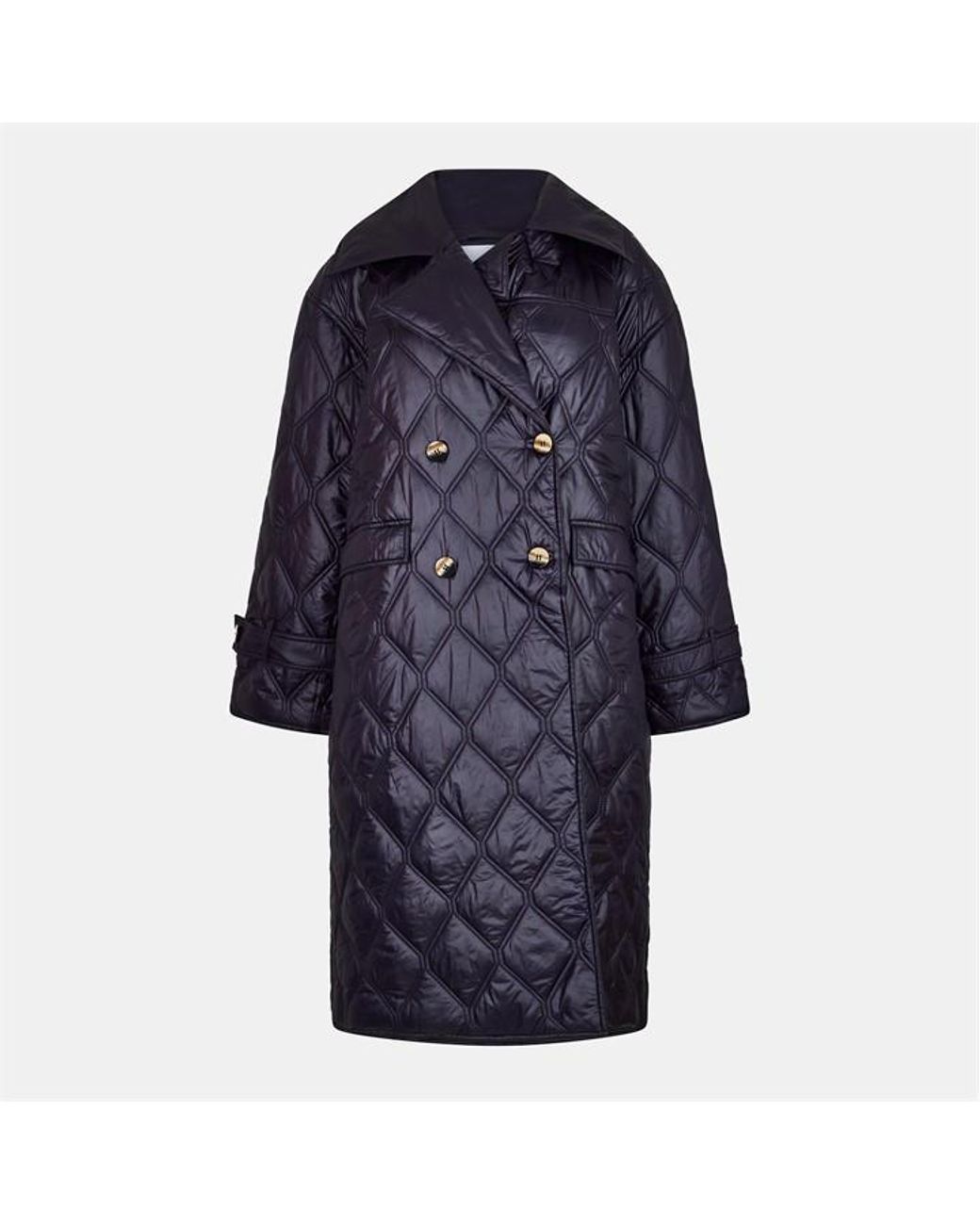 Ganni Blue Shiny Quilted Jacket