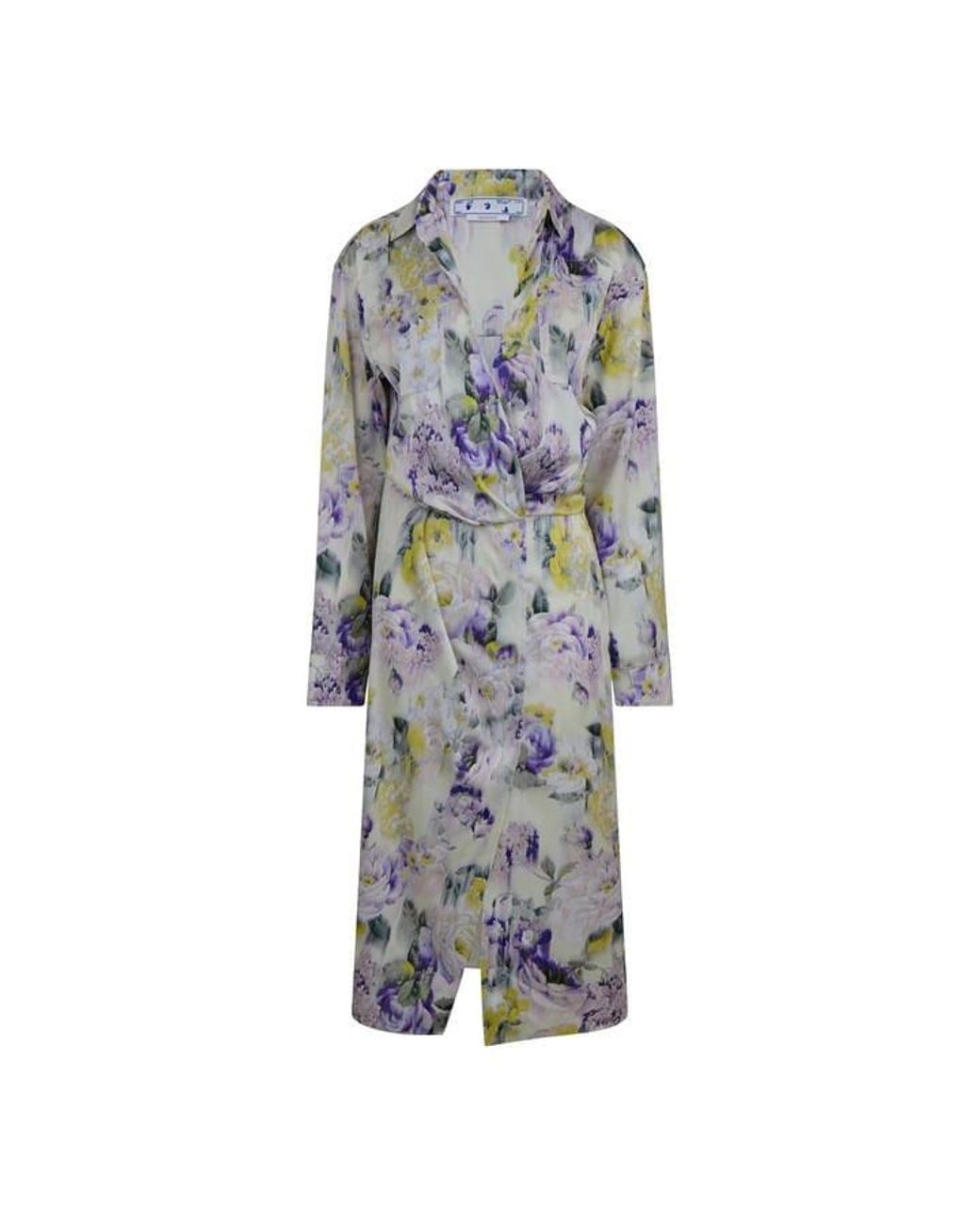Off-White c/o Virgil Abloh Gray Chine Satin Twist Long Sleeve Dress Shirt