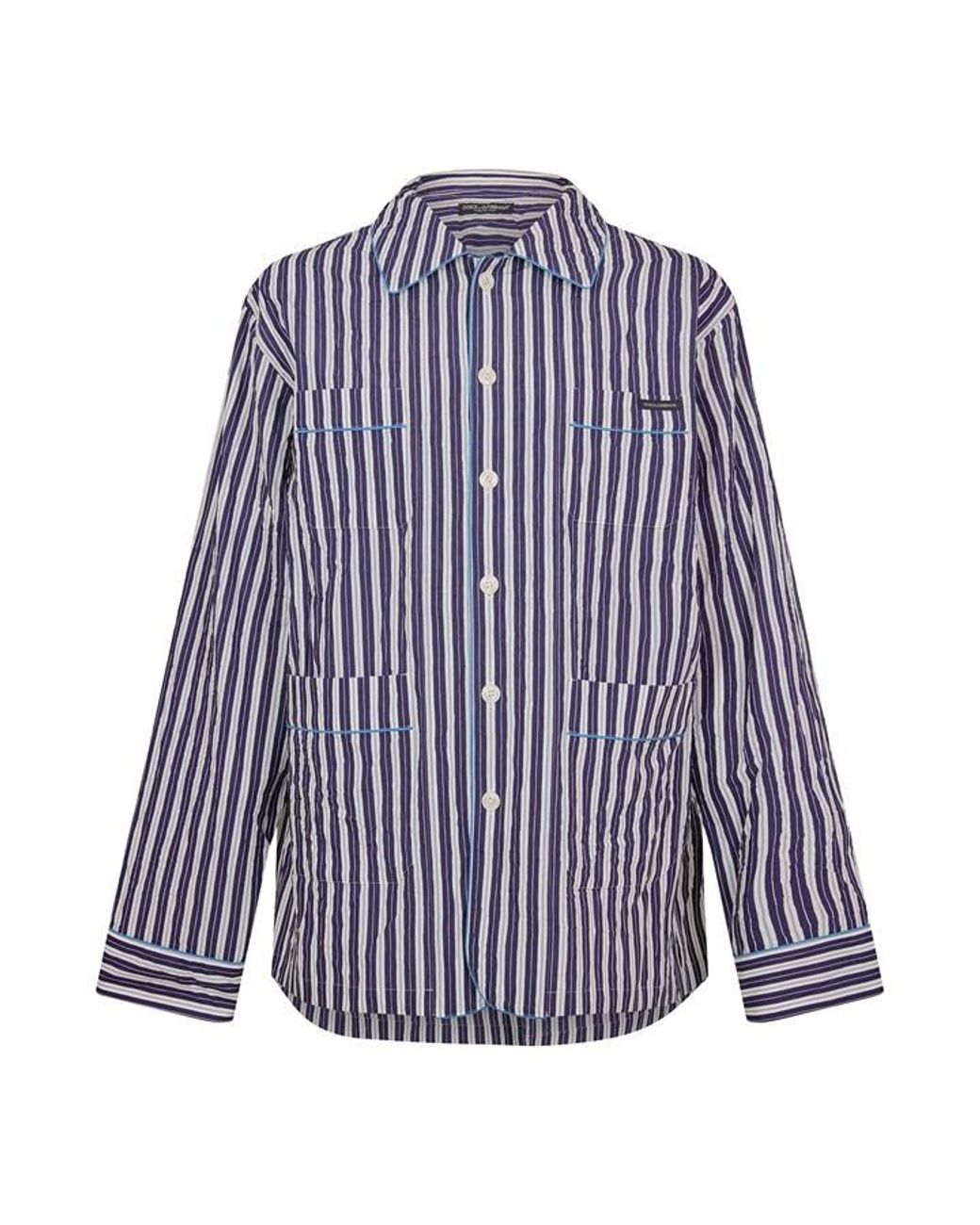 Dolce & Gabbana Blue Long Sleeve Patterned Shirt