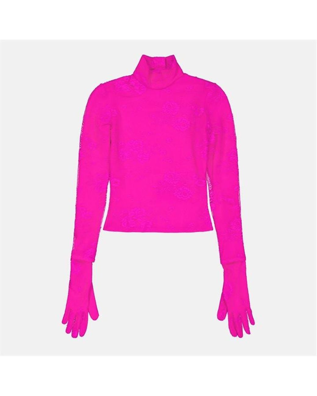Balenciaga Pink Long Sleeve Cropped Crop Top