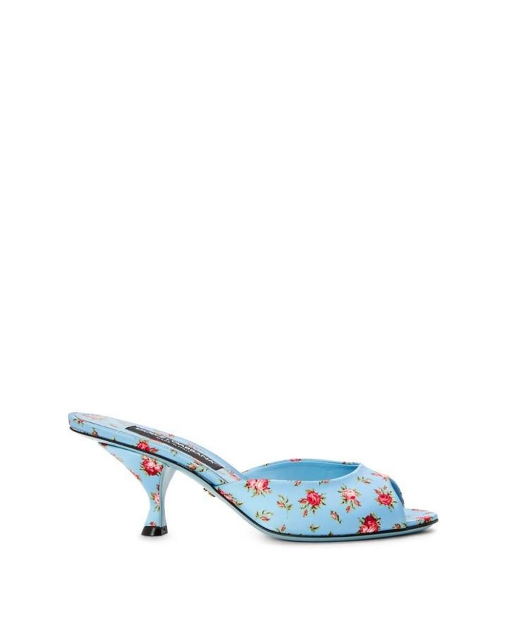 Dolce & Gabbana Blue Floral Heeled Mules