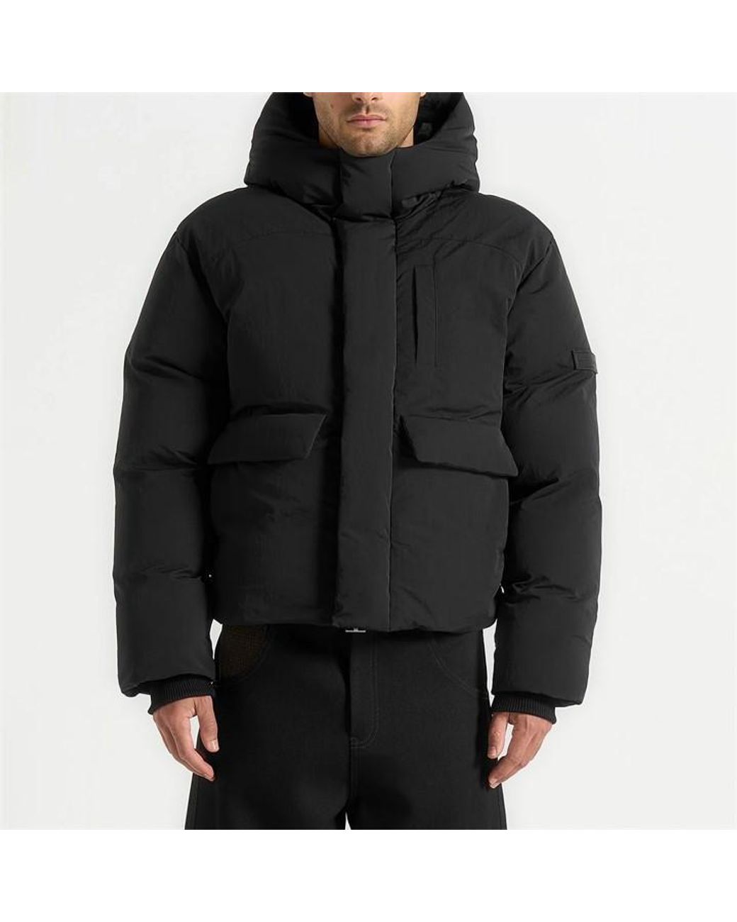 Manière De Voir Black Adults Minimal Raglan Puffer Jacket for men