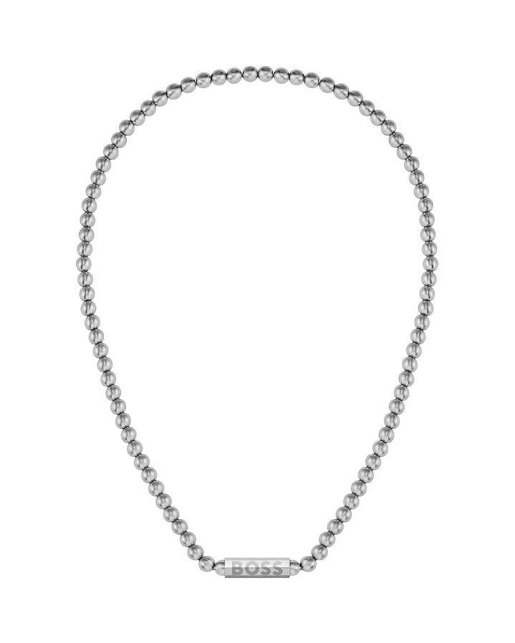 Boss Metallic Sphere Metal Necklace, Stainless Steel With Magnetic Closure for men
