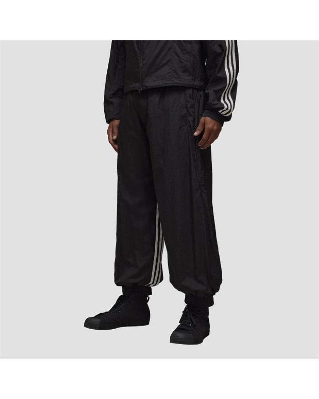 Y-3 Black 3-Stripes Shell Track Bottoms for men