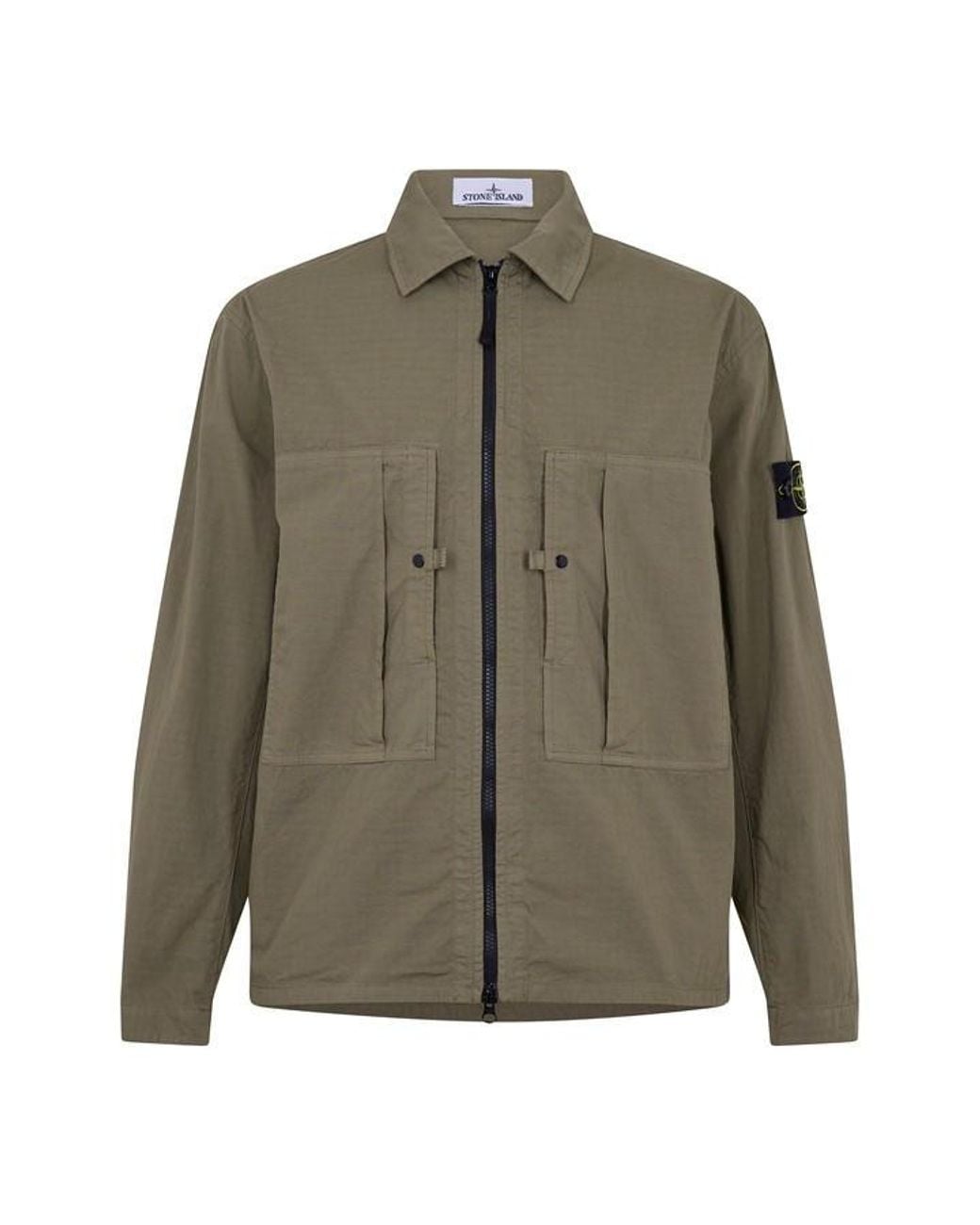Stone Island Green Ripstop Overshirt for men