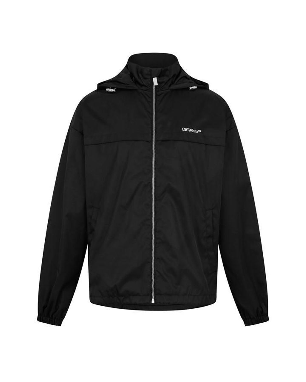 Off-White c/o Virgil Abloh Black Bookish Embroidered Logo Long Sleeve Windbreaker for men