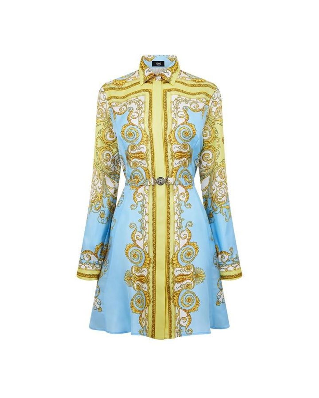 Versace Blue Print Long-Sleeve Shirt