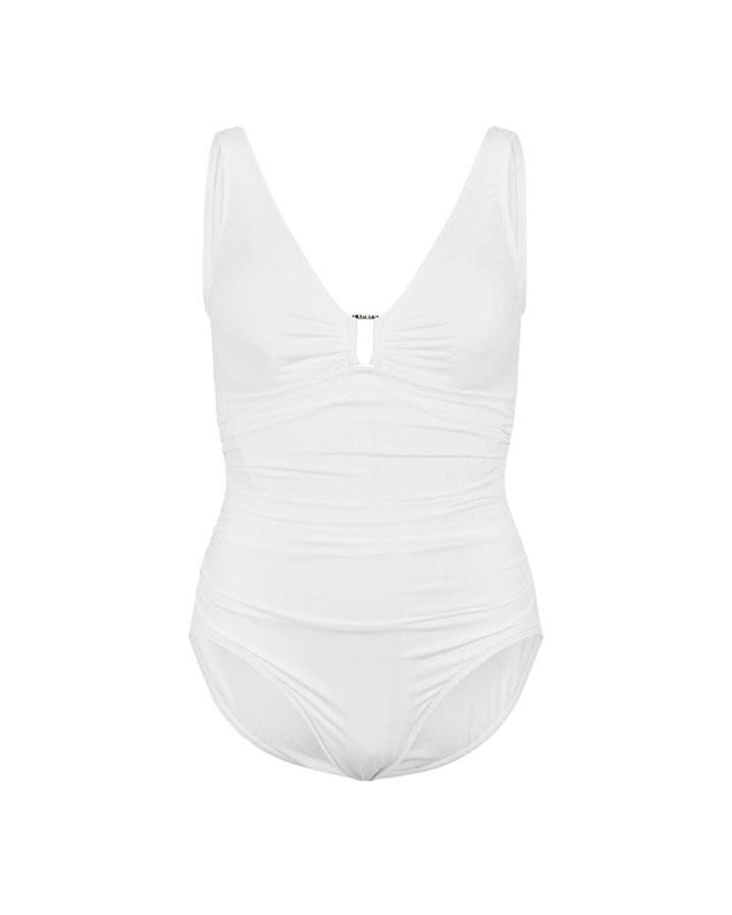 Ralph Lauren White Ring Detail Plunge Swimsuit