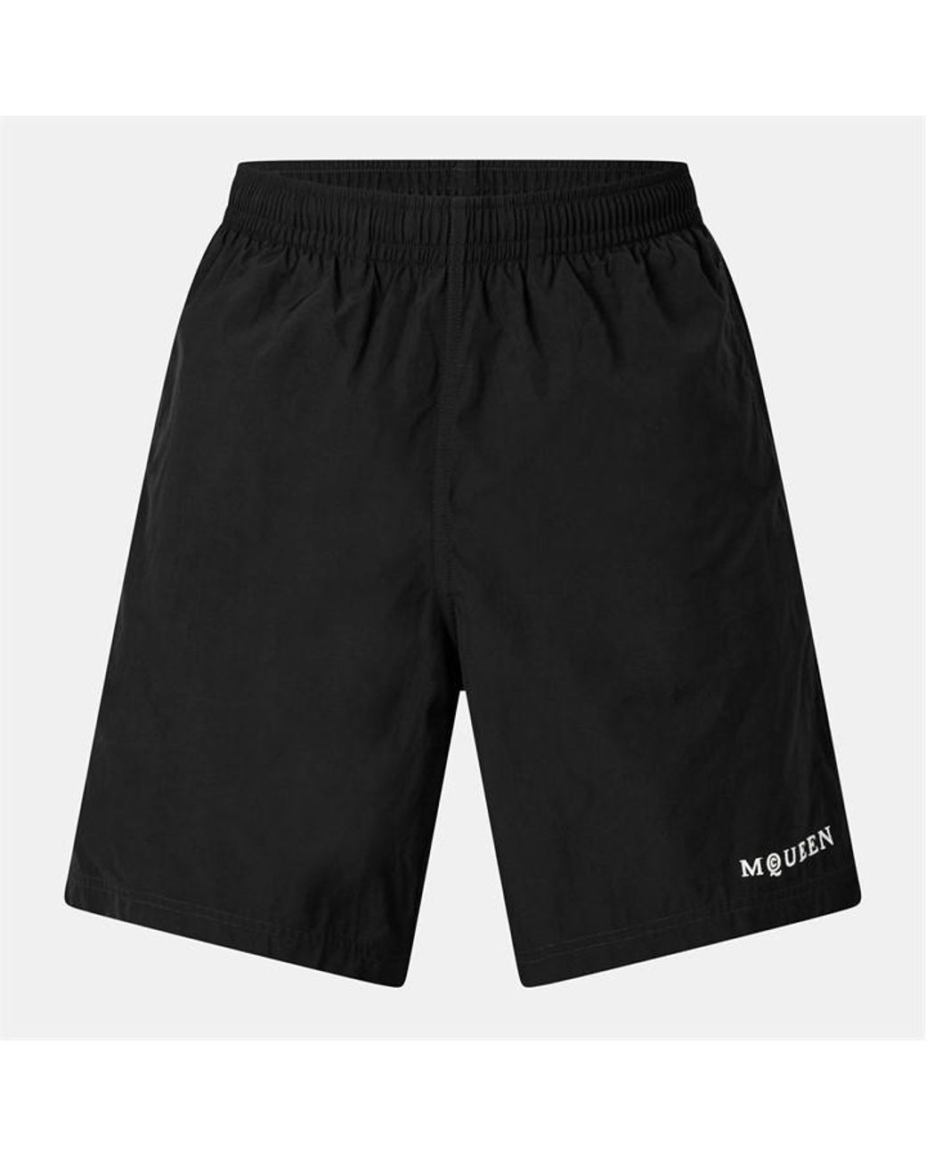 McQueen Black Alex Logo Quick-Dry Tailored Fit Swim Shorts for men
