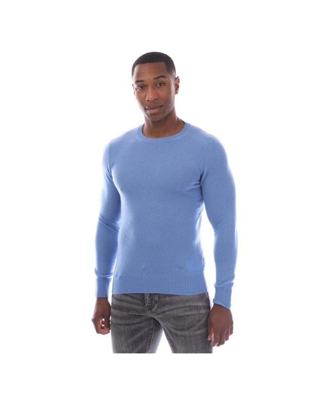 Emporio Armani Blue Pure Cashmere Jumper for men