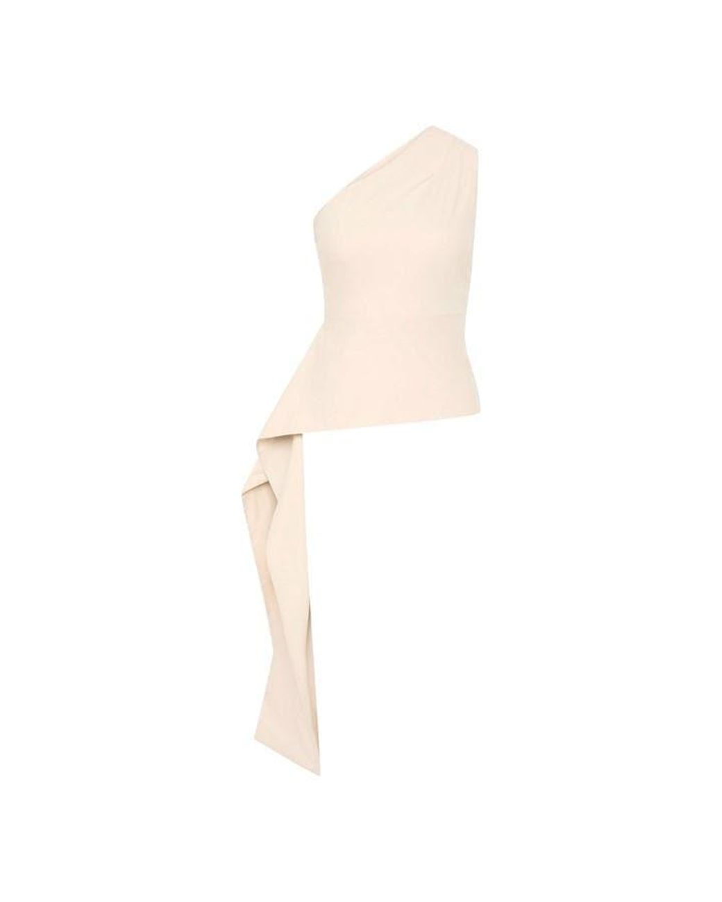 St. Agni White High Neck Draped Peplum Short Sleeve Crop Top