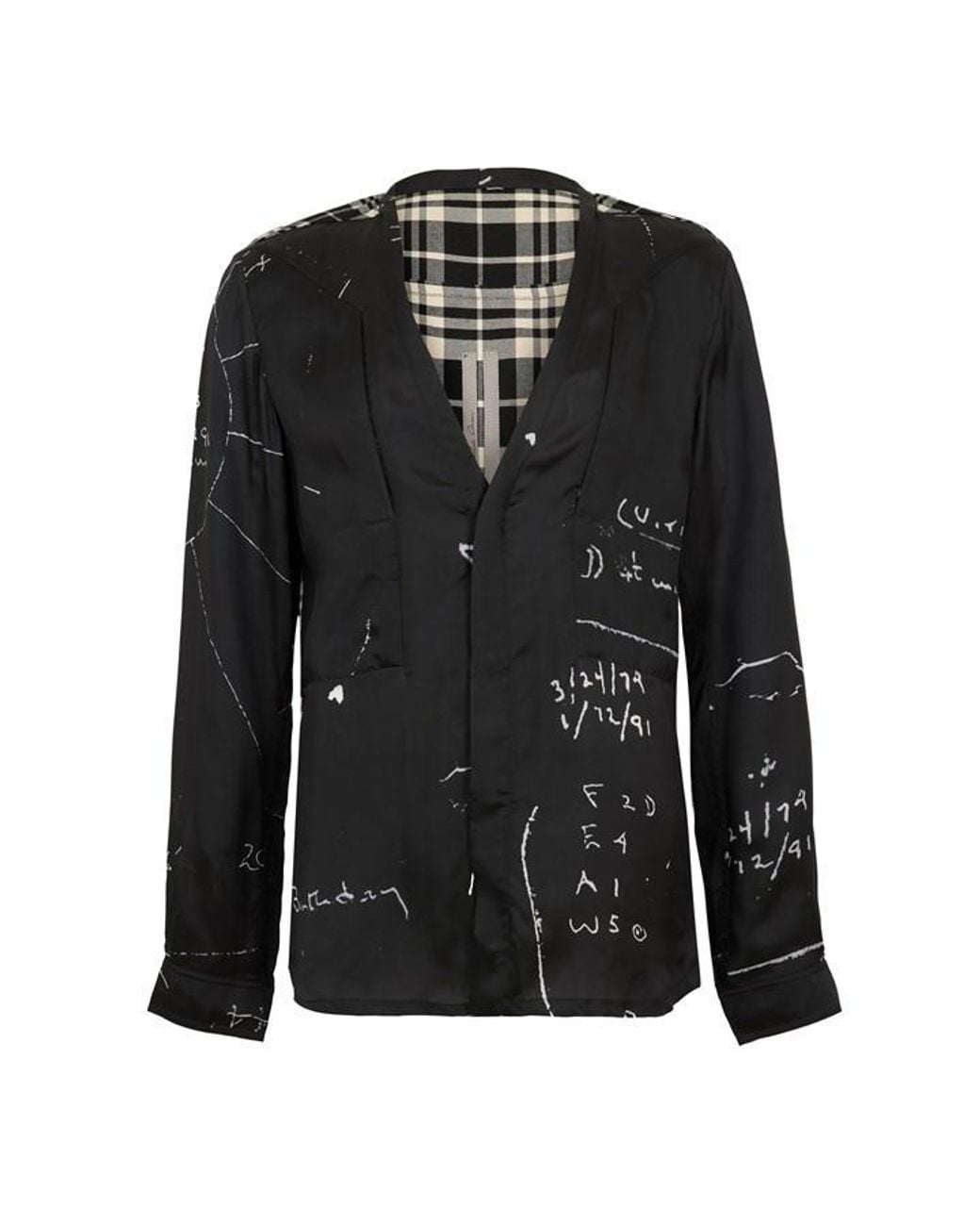 Rick Owens Black Hooded Graphic Print Jacket for men