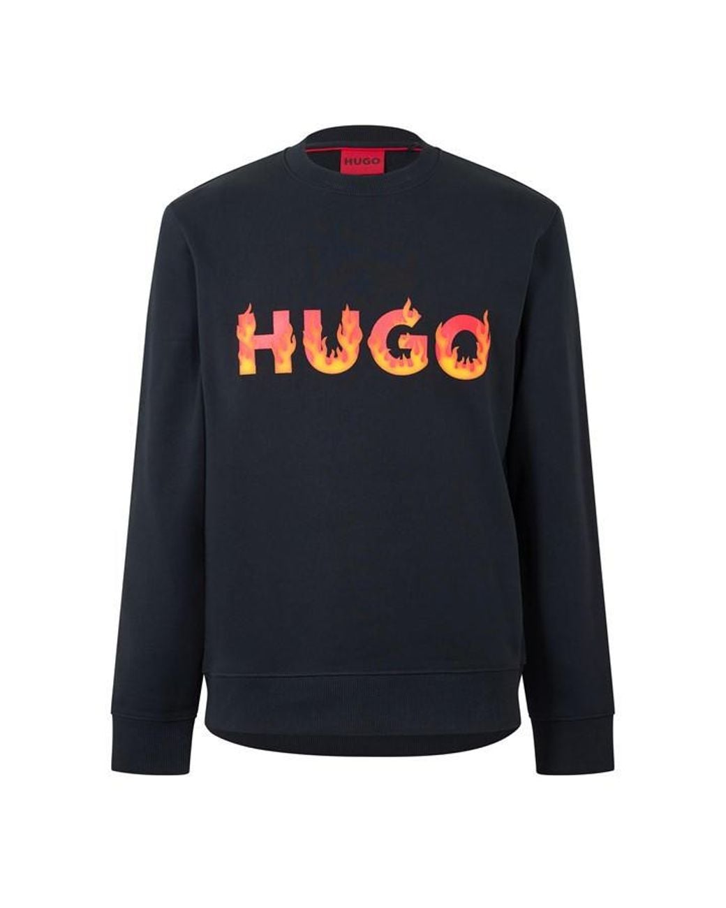 HUGO Black Cotton Terry Sweatshirt for men