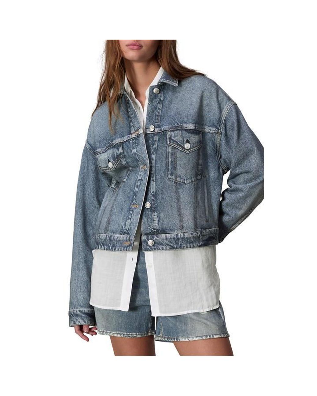 Rag & Bone Blue Trucker Button-Through Denim Jacket