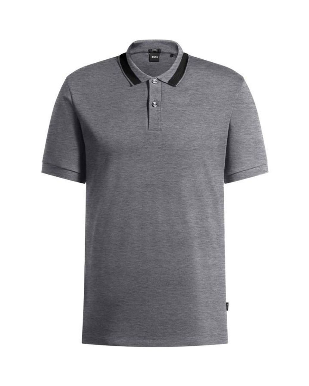 Boss Gray Phillipson Cotton Short Sleeve Slim Fit Polo Shirt for men