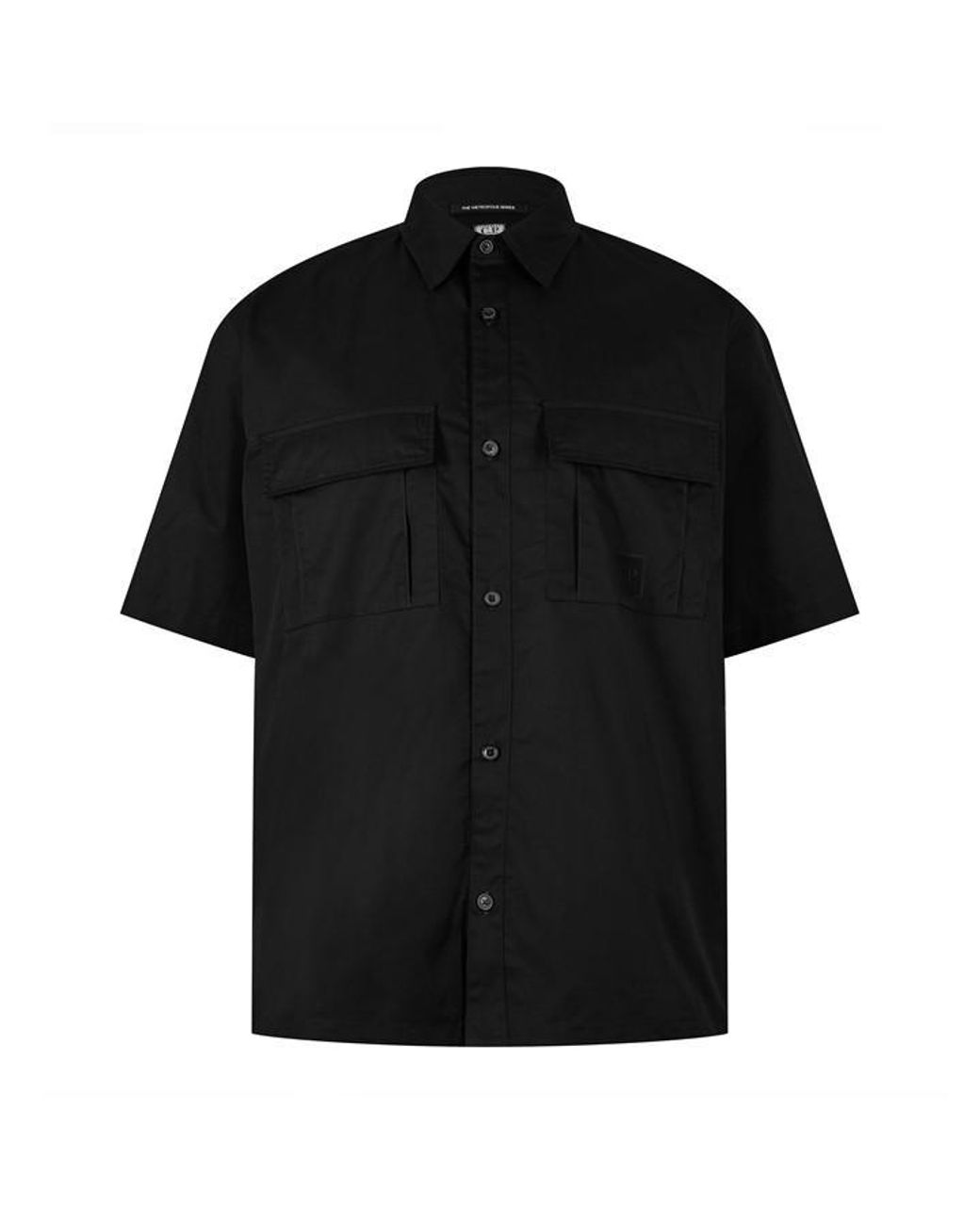CP COMPANY METROPOLIS Black Short-Sleeve Oxford Shirt for men