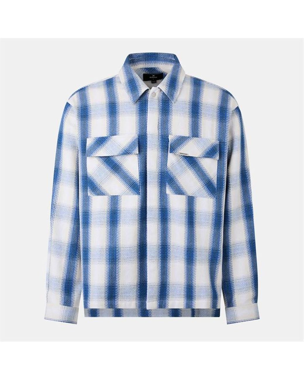 Represent Blue Season Flannel Oversized Check Long Sleeve Shirt for men