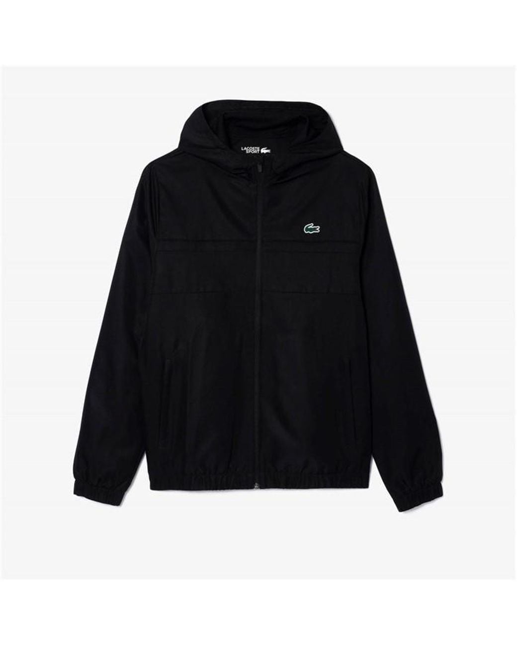 Lacoste Black Zipped Hooded Sport Jacket for men