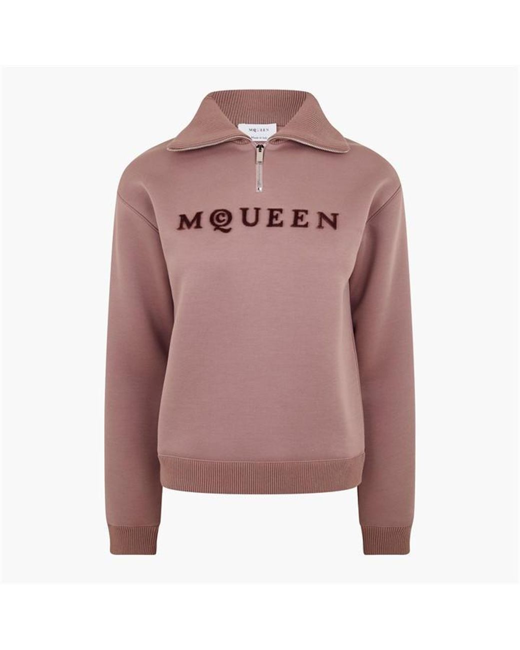 McQueen Pink Logo Half-Zip Sweater
