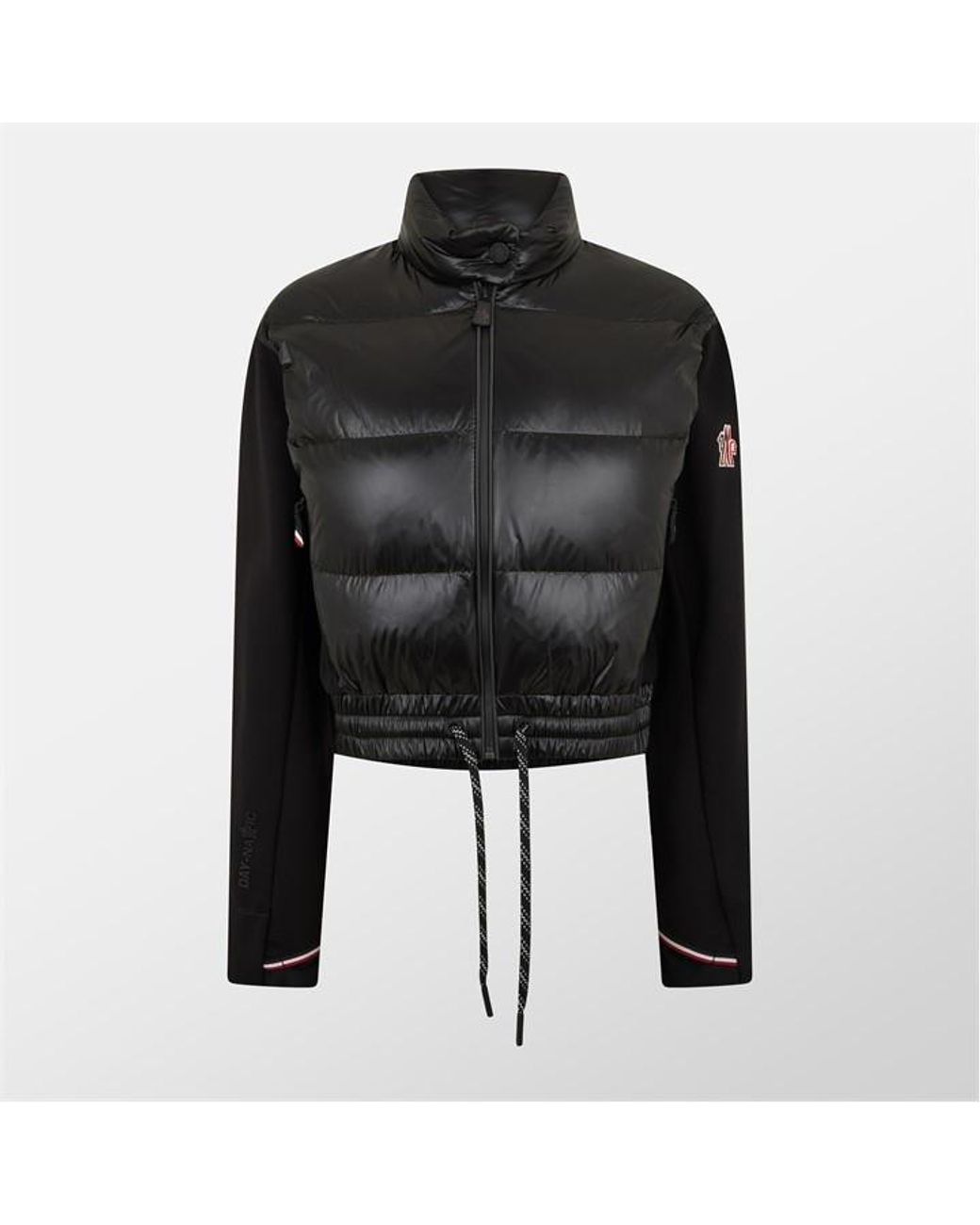 Moncler Black Virgin Wool Long Sleeve Full Zip Hybrid Jacket