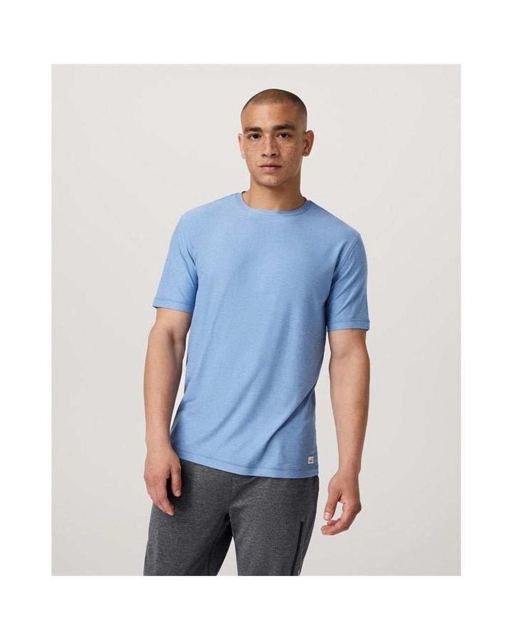 vuori Blue Strato Tech Tee Short Sleeve Performance Gym Top for men