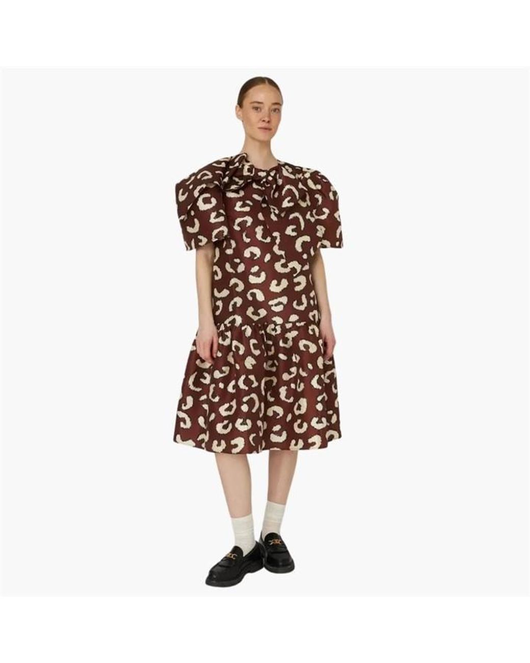 Stella Nova Brown Crisp Midi Dress With Bow