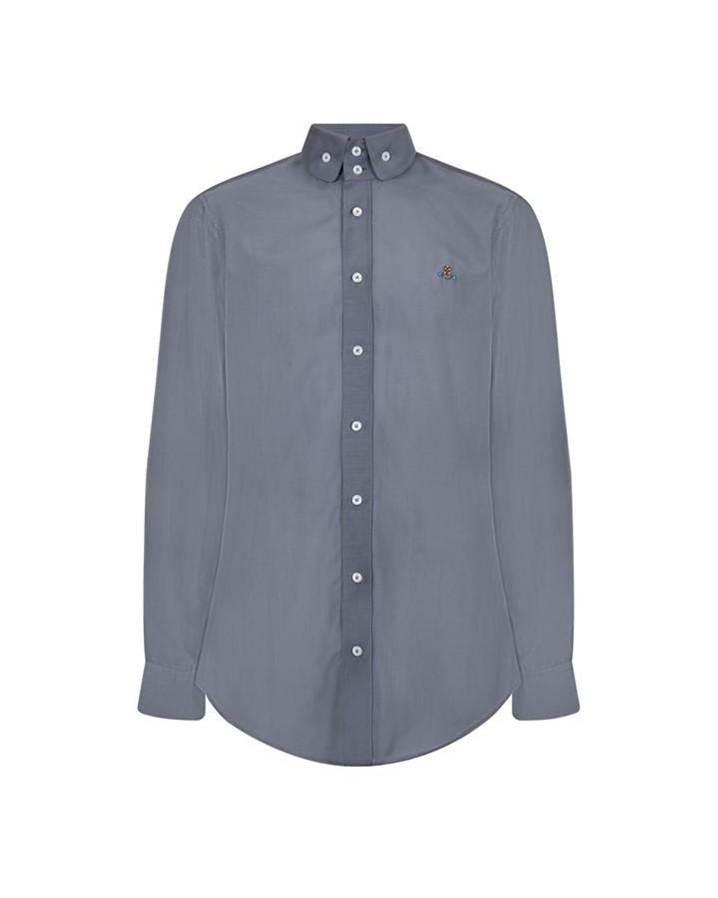 Vivienne Westwood Blue Logo Cotton Krall Long Sleeved Shirt for men