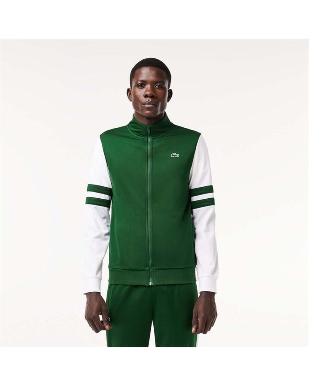 Lacoste Green Zip Up Stretch Tennis Sweatshirt for men