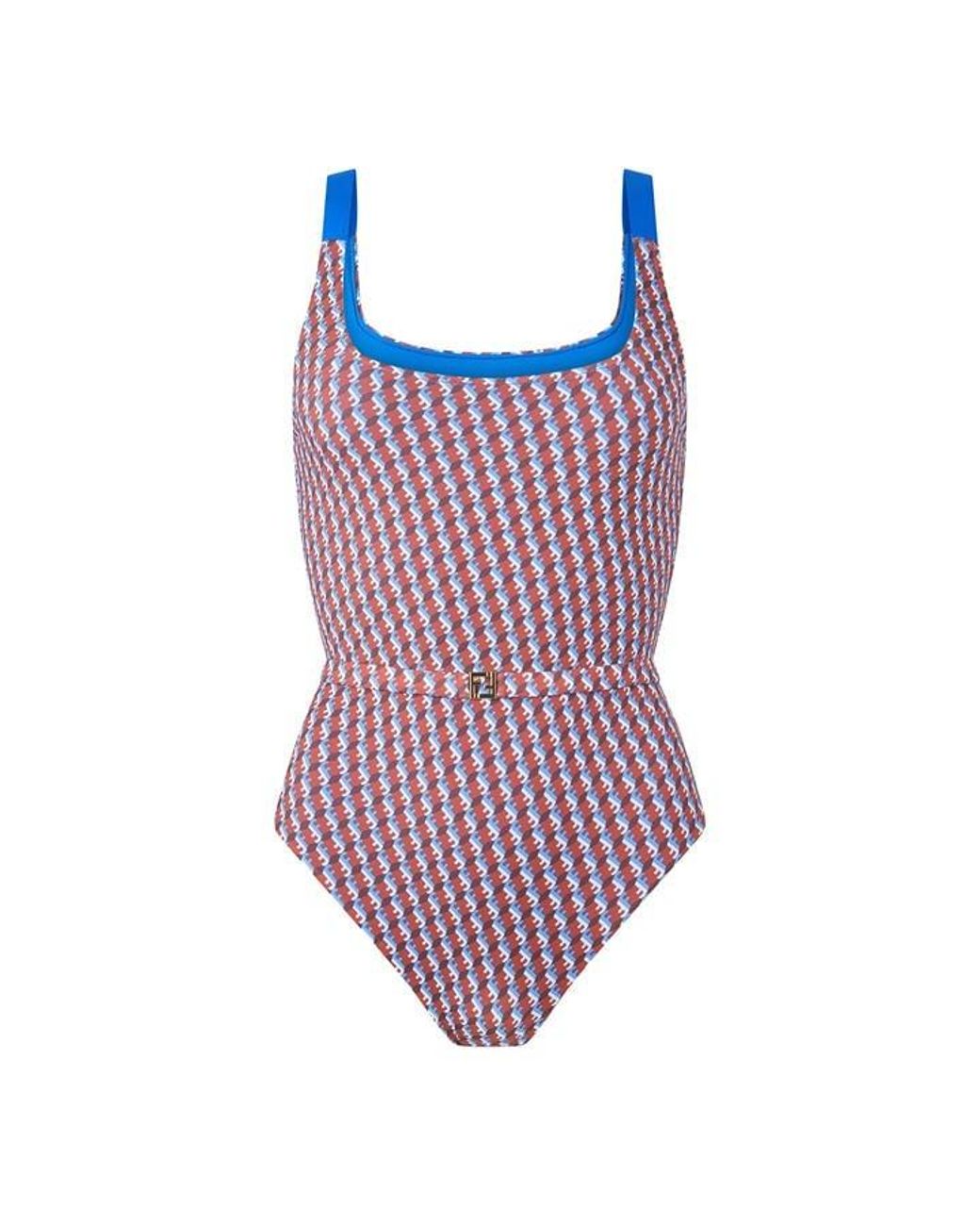 Fendi Red Micro Scoop Neck Swimsuit