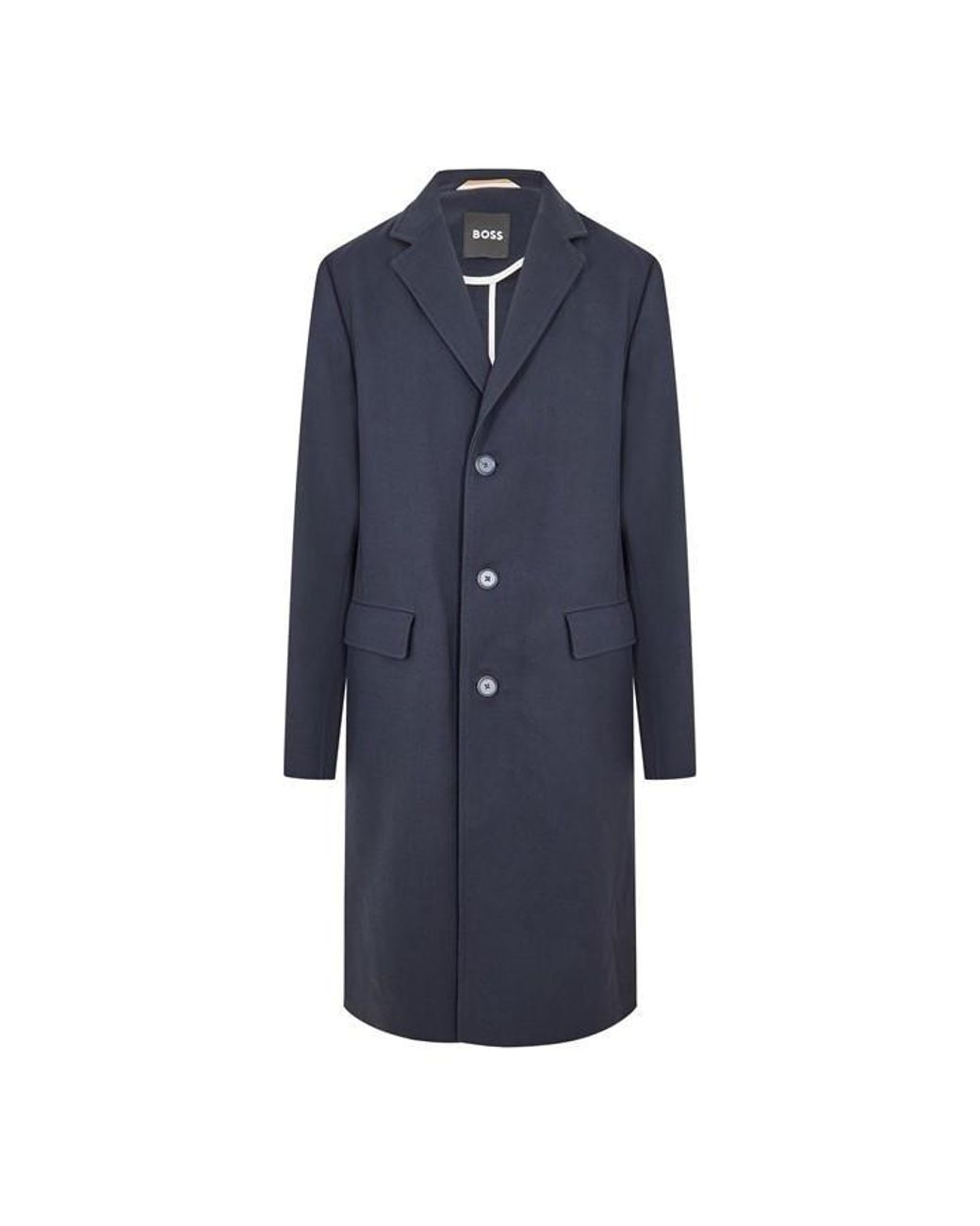 Boss Blue C-Hyde-Flaps Overcoat for men