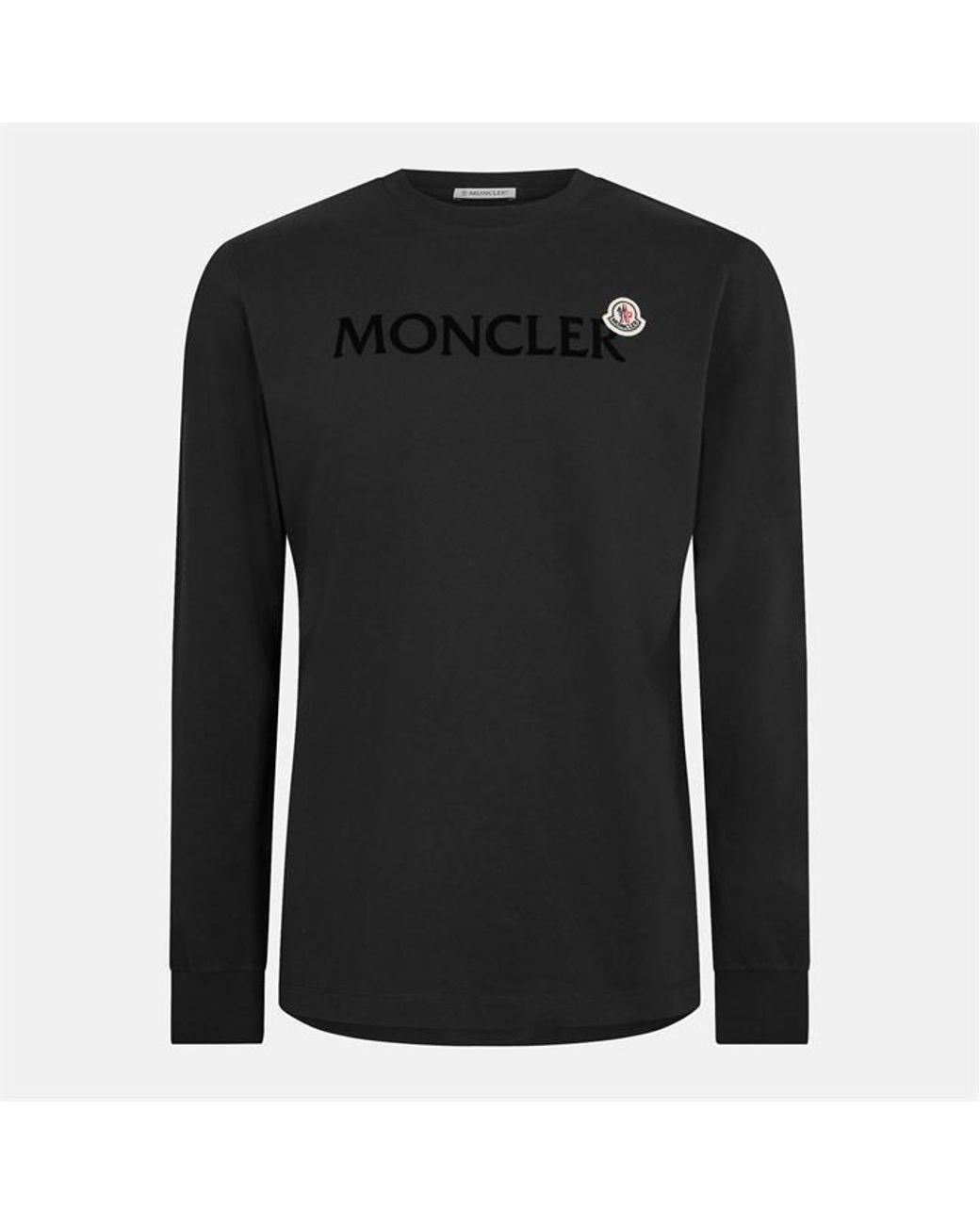 Moncler Black Long Sleeve Patch Logo T-shirt for men
