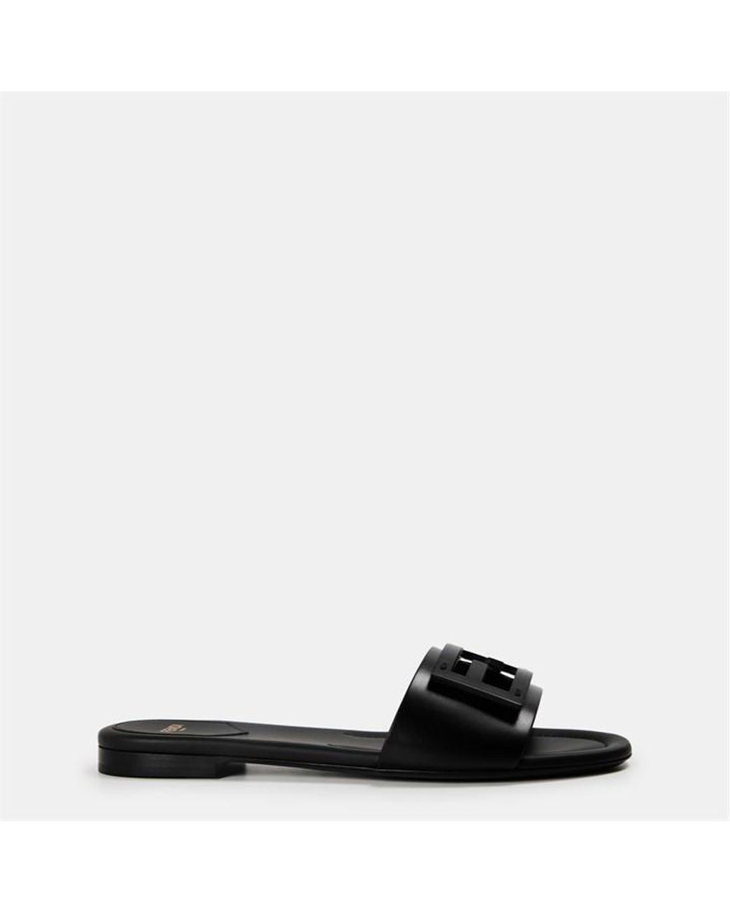 Fendi Black Baguette Slide Flat Sandals