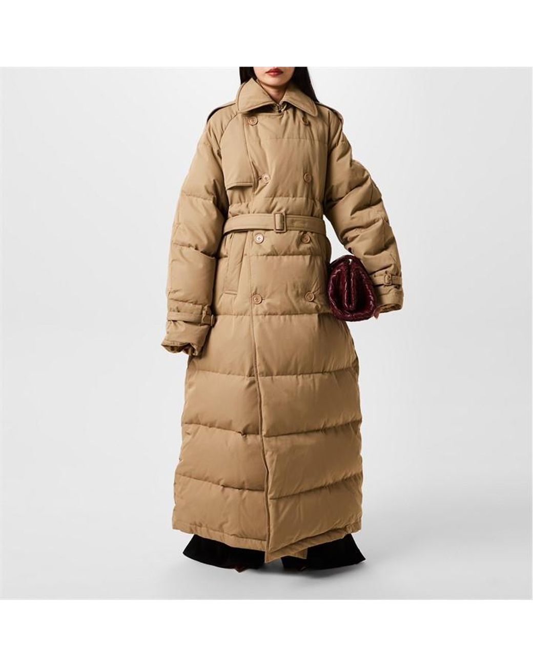 Vetements Natural Puffer Trench Coat Cotton Long Sleeve Oversized Fit Long Puffer Jacket