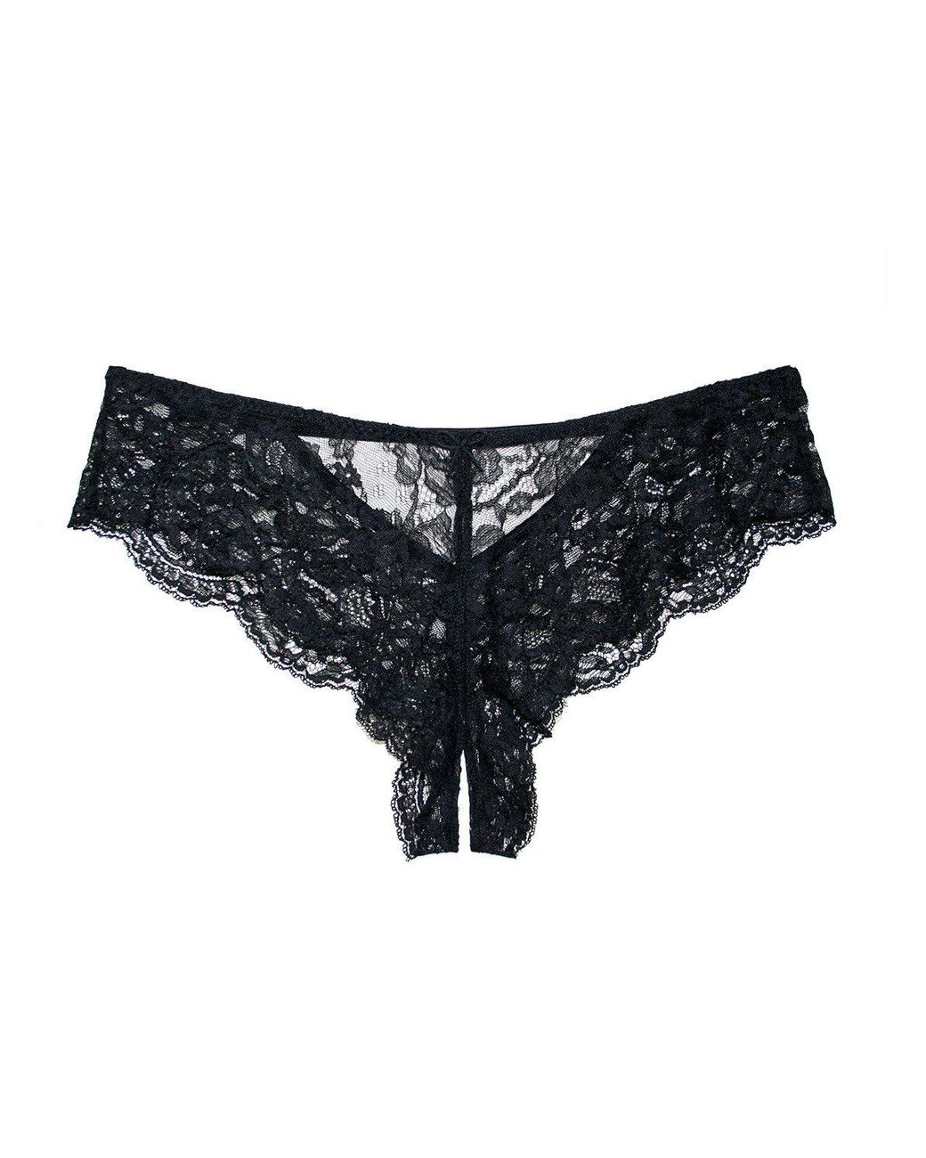 Fleur du Mal Leavers Lace Crotchless Panty in Black Lyst