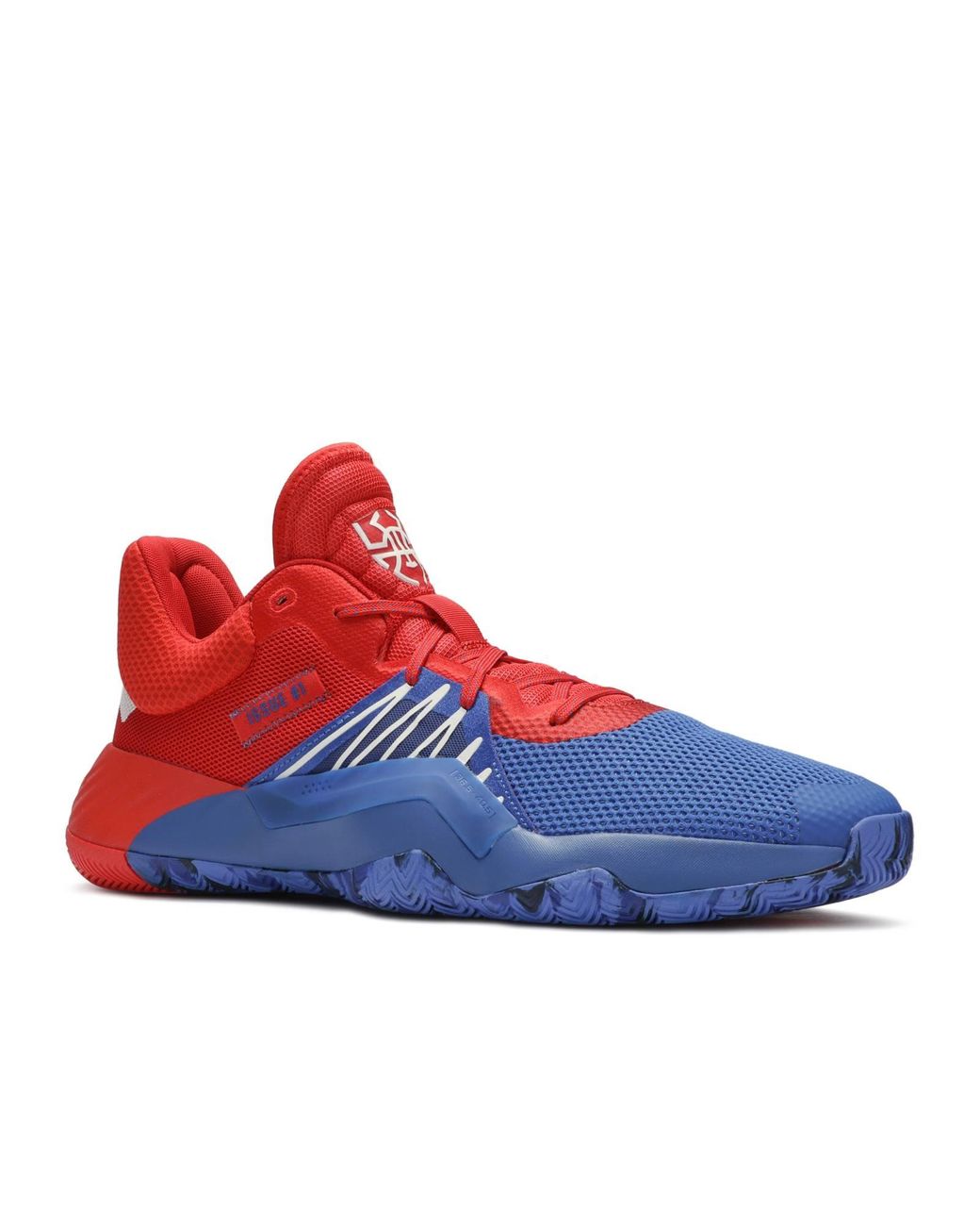 red white and blue adidas basketball shoes