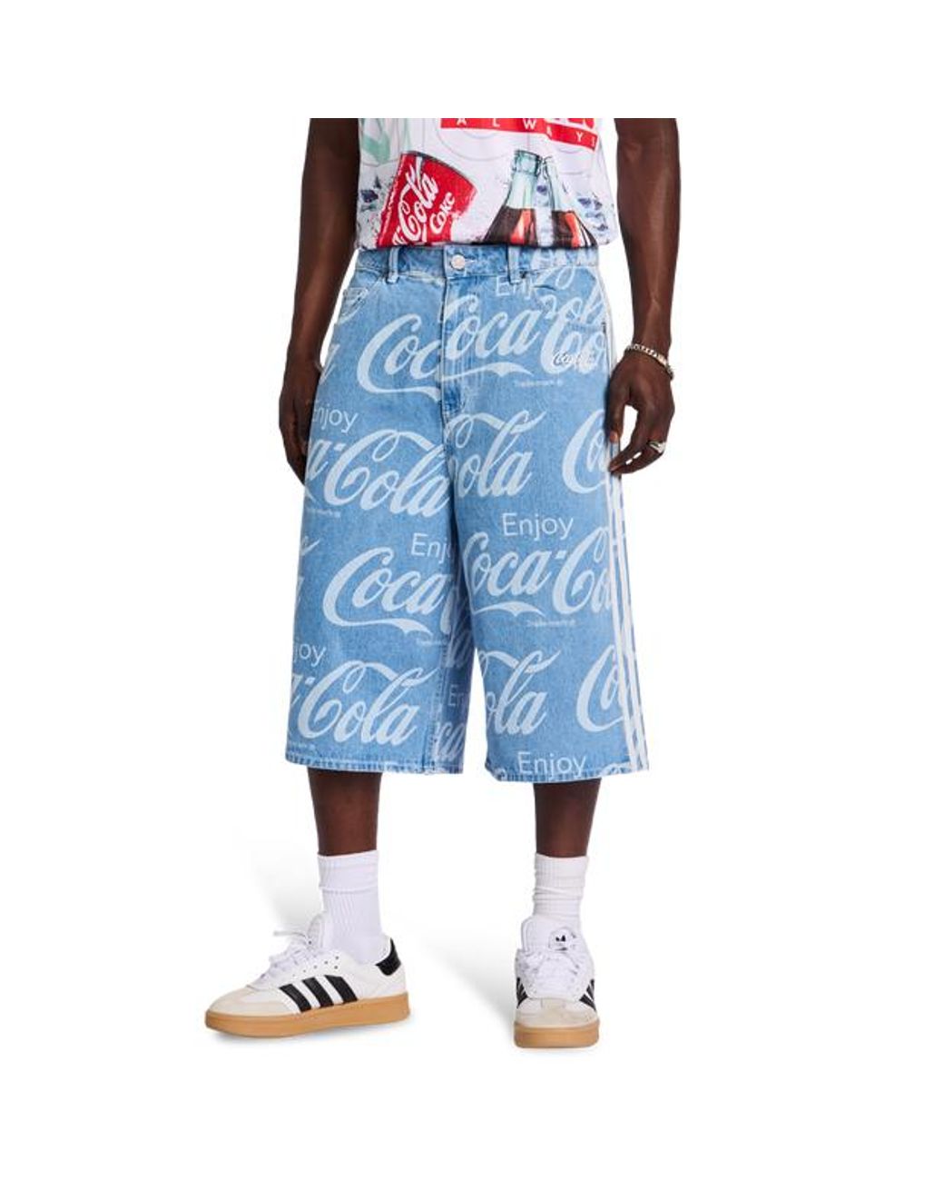Adidas Blue Coca Cola Denim Jort Shorts for men