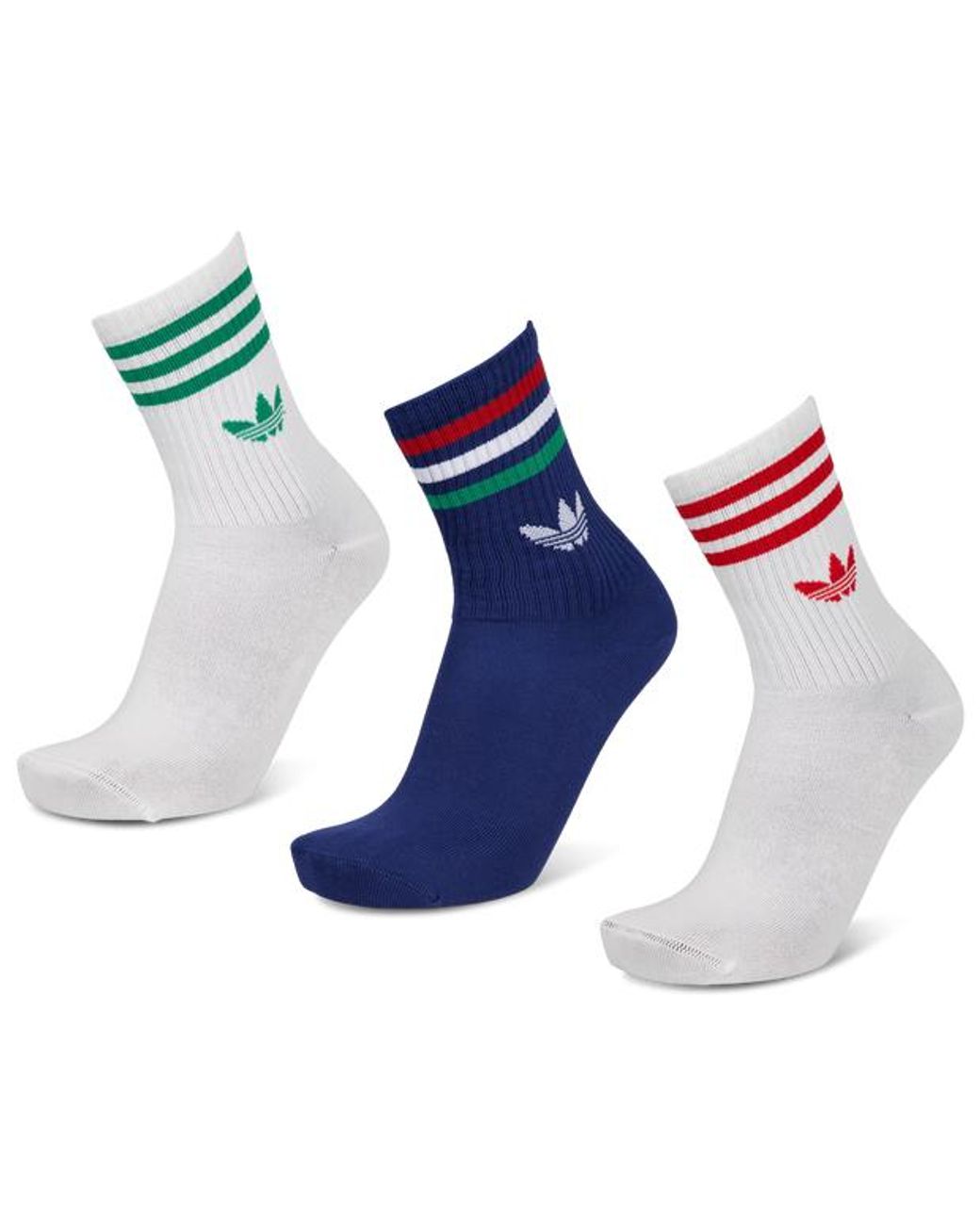 Adidas Blue Mid Cut Crew 3 Pack Socks