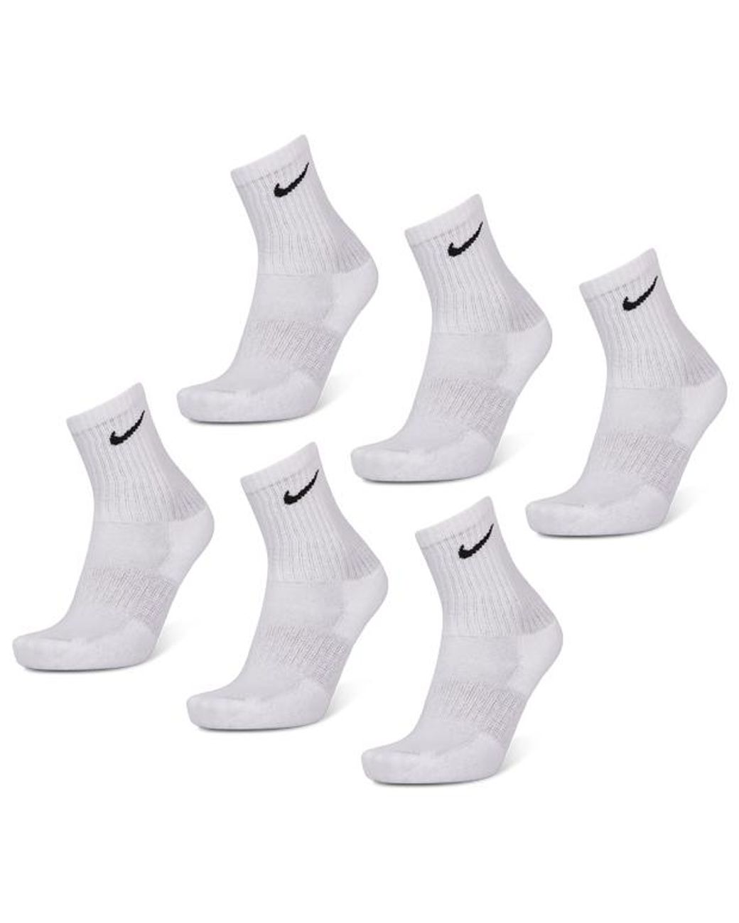 Nike White Everyday Cushioned Crew 6 Pack Socks