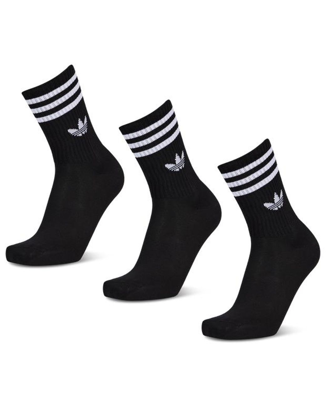 Adidas Black Mid Cut Crew 3 Pack Socks