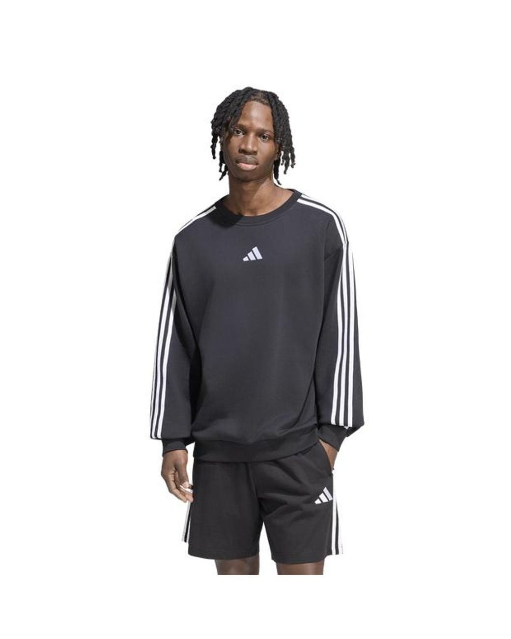 Adidas Gray Essentials 3-Stripes Sweatshirt Sweatshirts for men