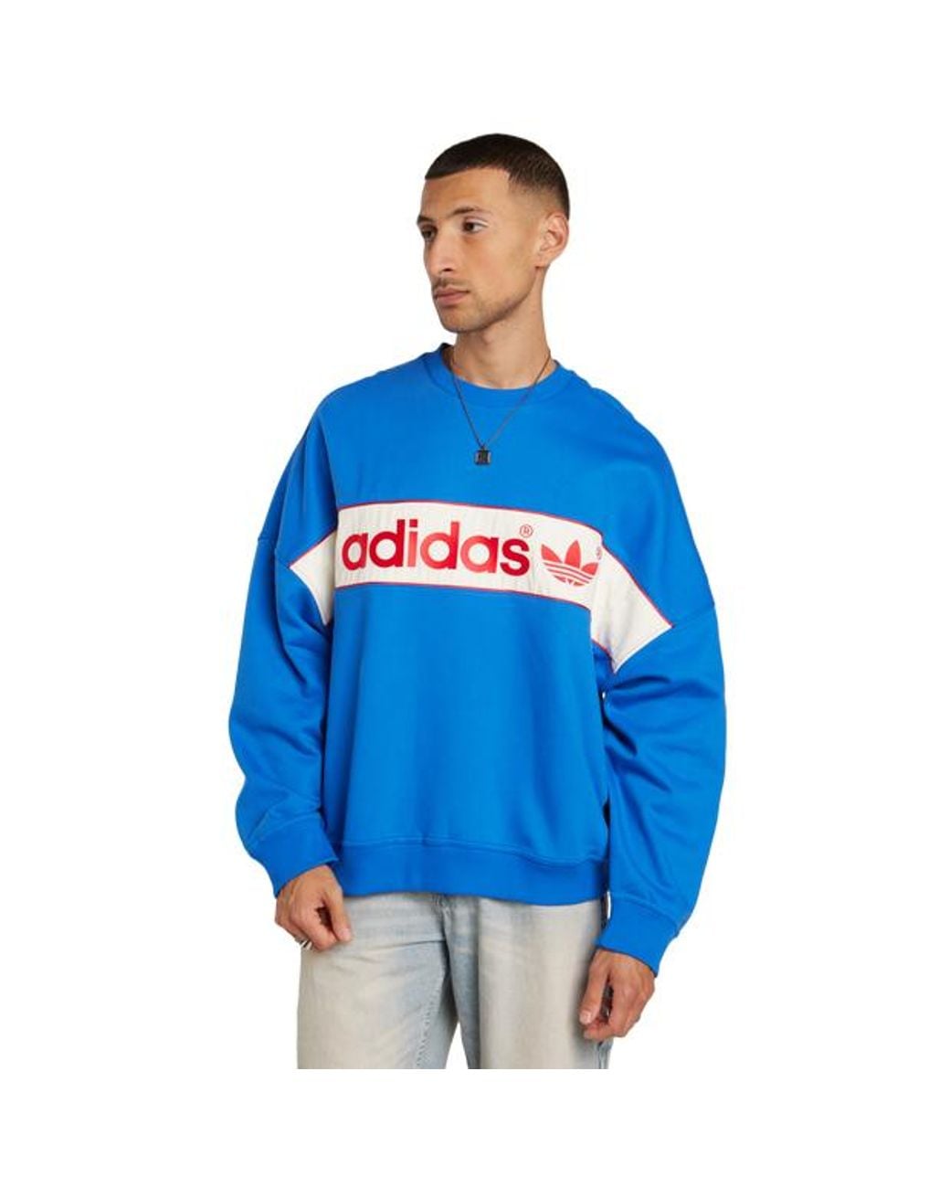 Adidas Blue Linear Signature Sweatshirts for men