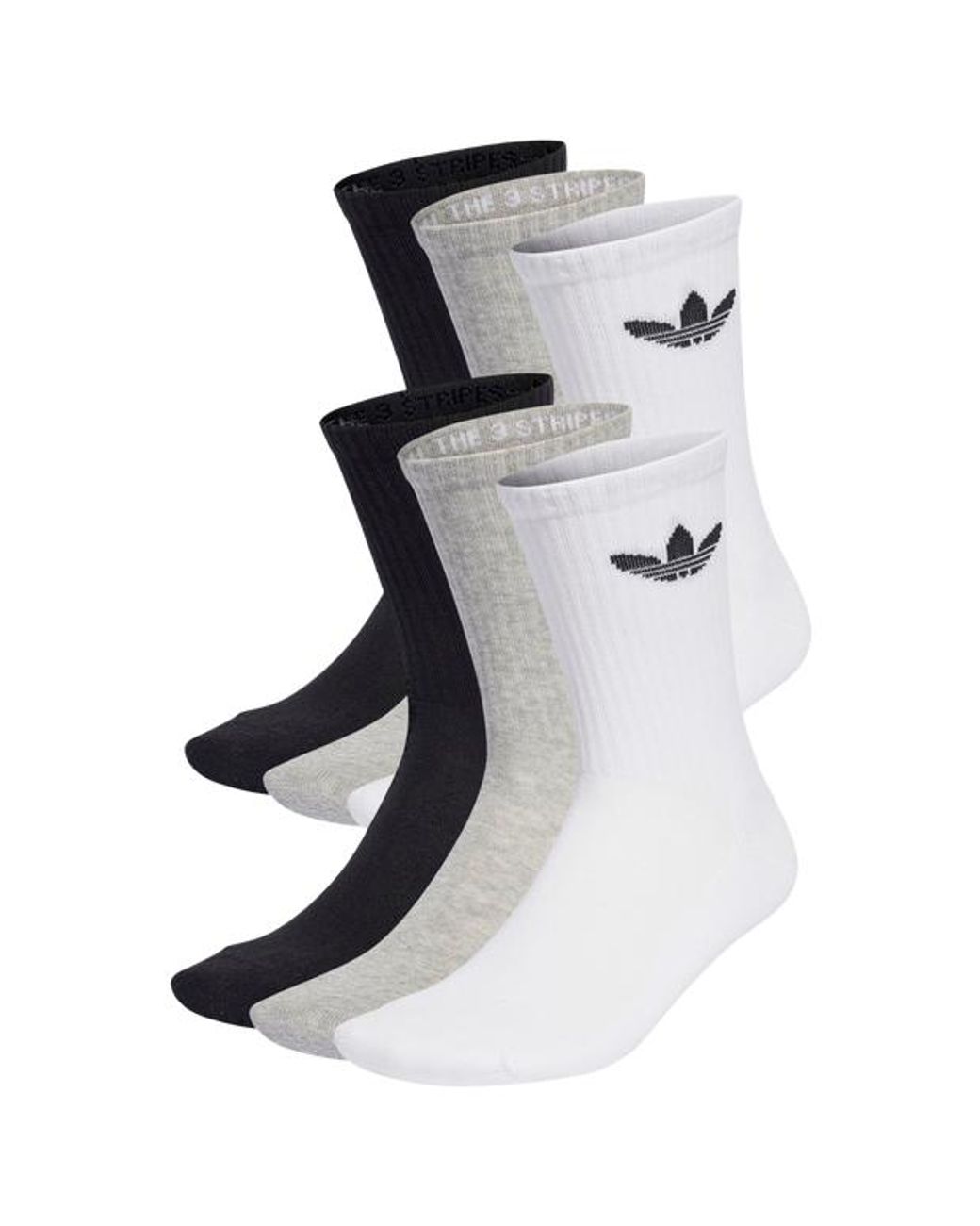 Adidas Black Trefoil Cushion Crew Socks 6 Pairs