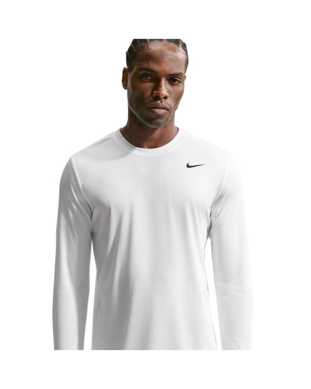 Nike White Flex Dri-Fit Long-Sleeve Training Top Track Tops for men
