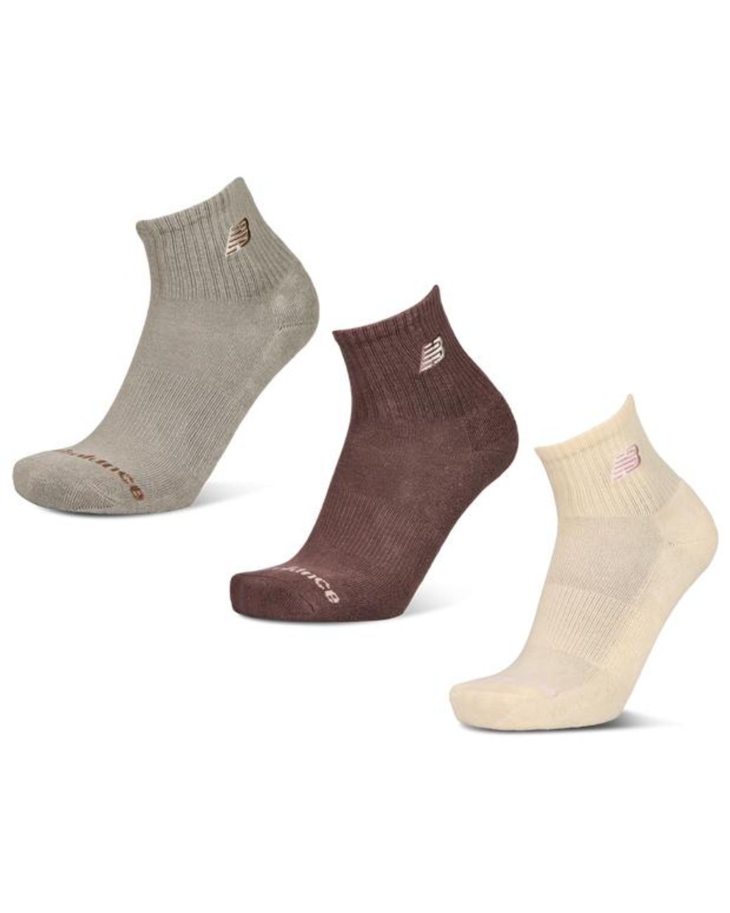 New Balance Brown Ankle 3 Pack Socks