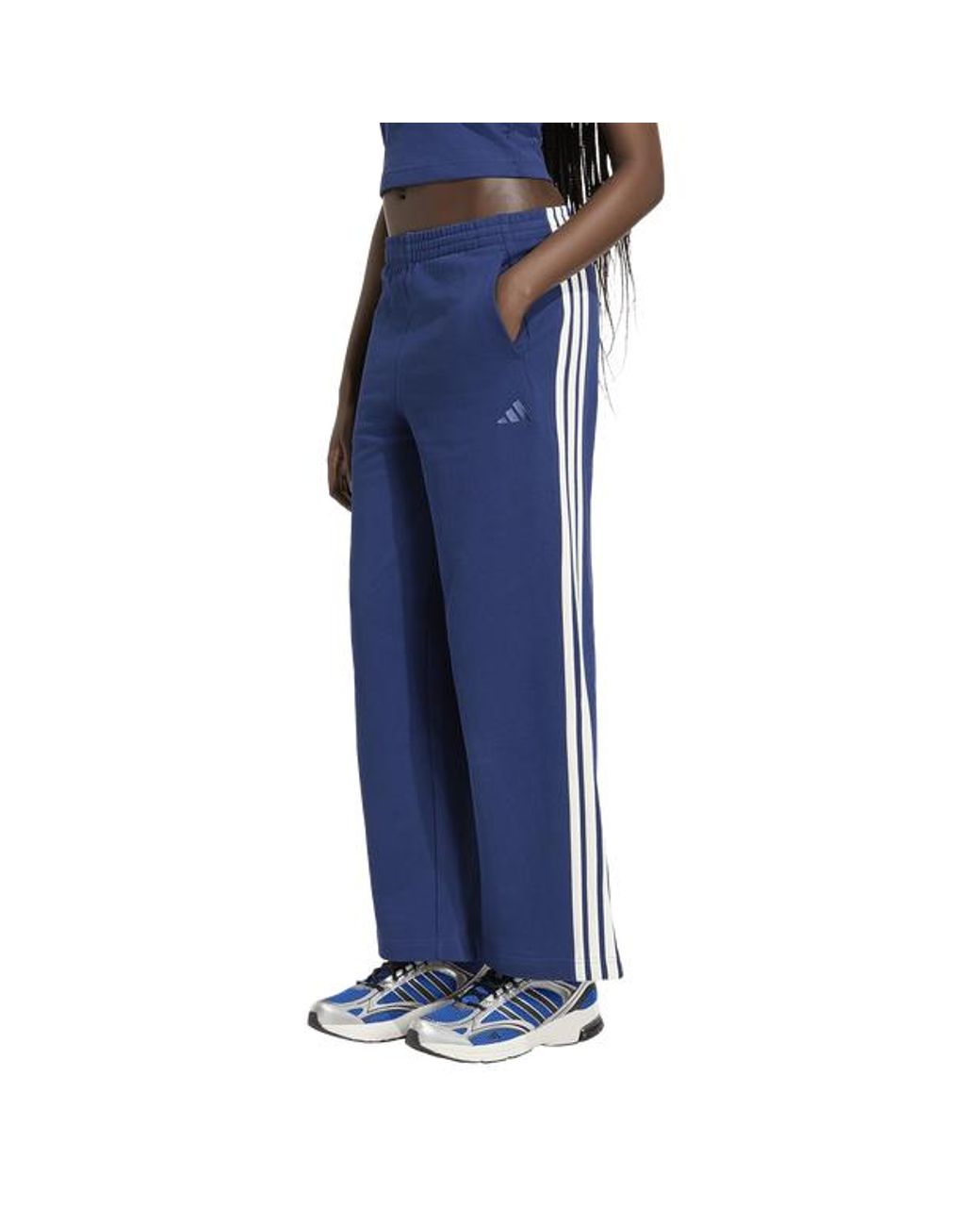 Adidas Blue Kit 3-Stripes Wide Joggers Pants